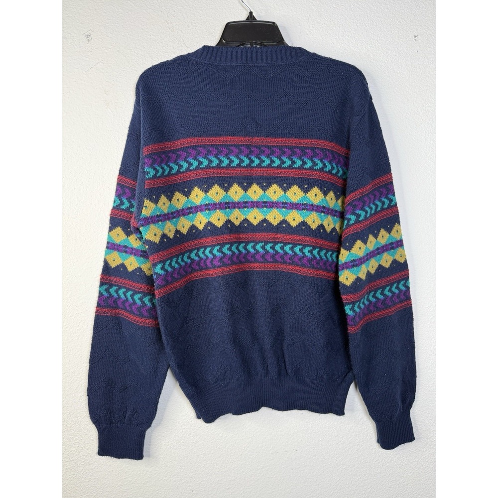 90's Loafers by Reed St.‎ James Sweater Mens Med Blue w/ Argyle Pattern Grandpa - Picture 5 of 7